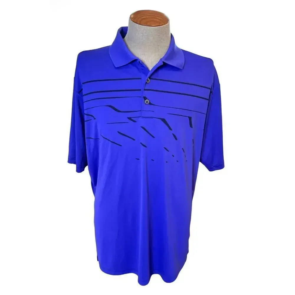 Adidas Golf Polo Mens XL Purple Black Golf Short Sleeve Athletic Performance